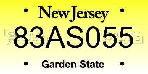 83AS055 New Jersey License Plate
