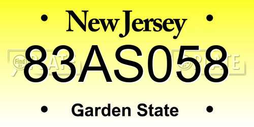 83AS058 New Jersey License Plate