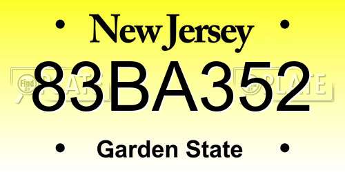 83BA352 New Jersey License Plate