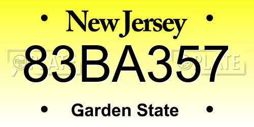 83BA357 New Jersey License Plate