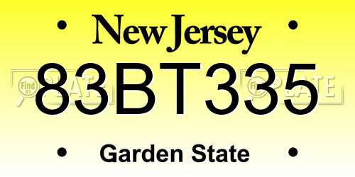 83BT335 New Jersey License Plate