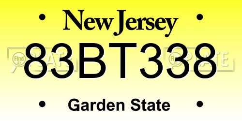 83BT338 New Jersey License Plate