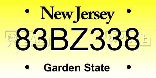 83BZ338 New Jersey License Plate