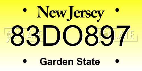 83DO897 New Jersey License Plate