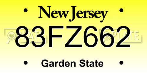 83FZ662 New Jersey License Plate