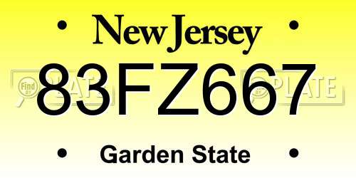 83FZ667 New Jersey License Plate