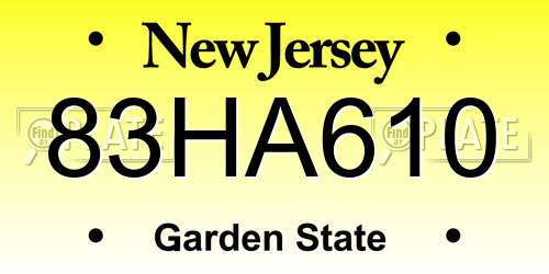83HA610 New Jersey License Plate
