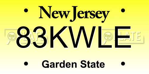 83KWLE New Jersey License Plate