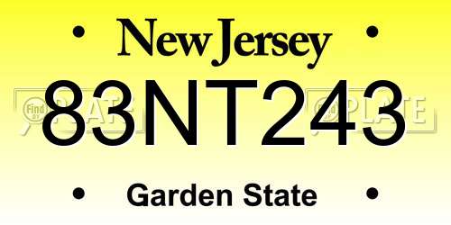 83NT243 New Jersey License Plate