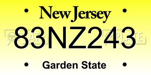 83NZ243 New Jersey License Plate