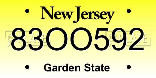 83OO592 New Jersey License Plate