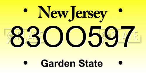 83OO597 New Jersey License Plate