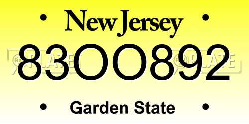 83OO892 New Jersey License Plate