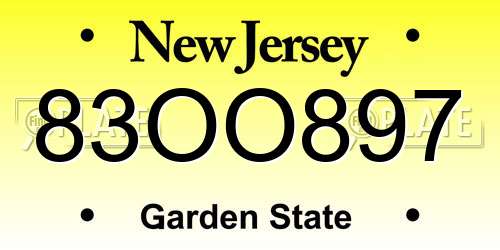83OO897 New Jersey License Plate