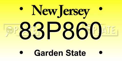 83P860 New Jersey License Plate