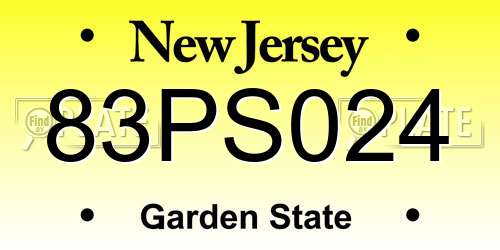 83PS024 New Jersey License Plate