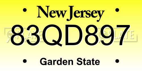 83QD897 New Jersey License Plate
