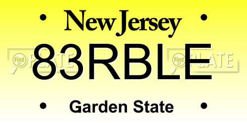 83RBLE New Jersey License Plate