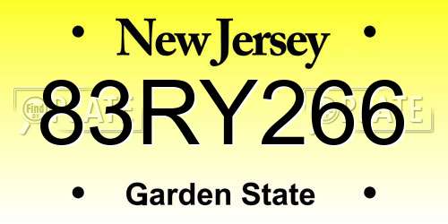 83RY266 New Jersey License Plate