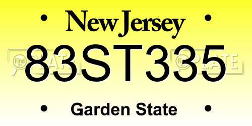 83ST335 New Jersey License Plate