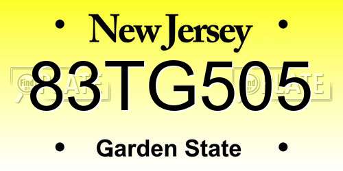 83TG505 New Jersey License Plate