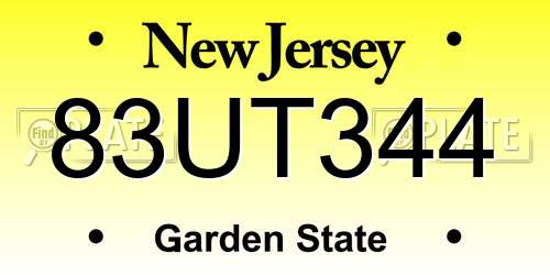83UT344 New Jersey License Plate