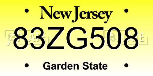 83ZG508 New Jersey License Plate