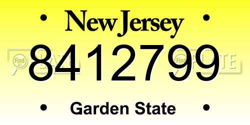 8412799 New Jersey License Plate