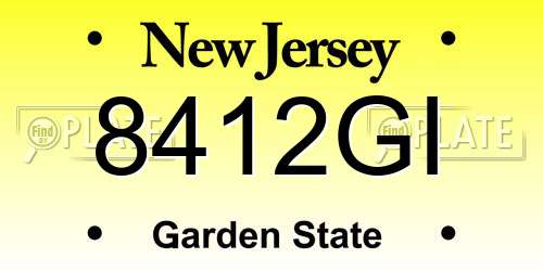 8412GI New Jersey License Plate