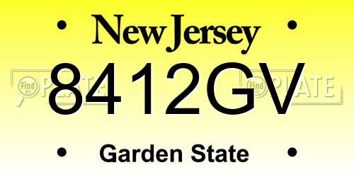 8412GV New Jersey License Plate