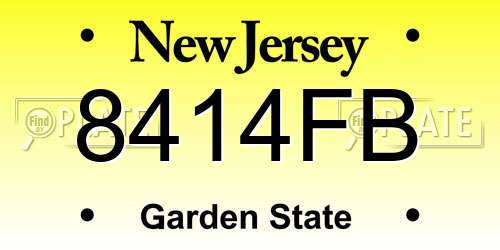 8414FB New Jersey License Plate