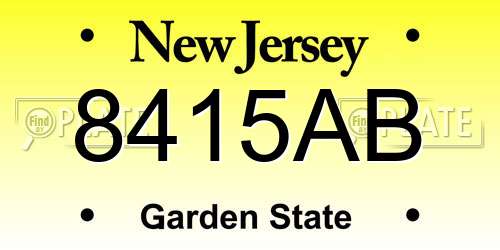 8415AB New Jersey License Plate
