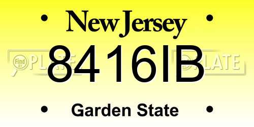 8416IB New Jersey License Plate