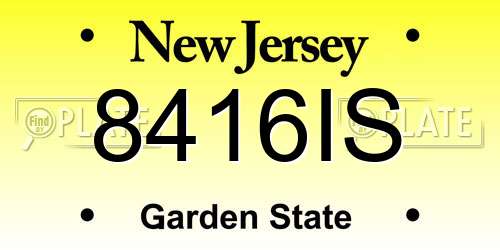 8416IS New Jersey License Plate