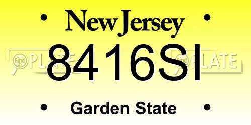 8416SI New Jersey License Plate