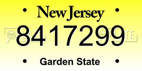 8417299 New Jersey License Plate