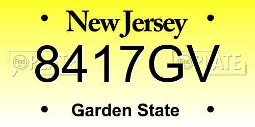 8417GV New Jersey License Plate