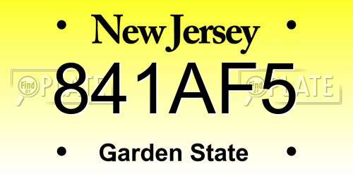 841AF5 New Jersey License Plate