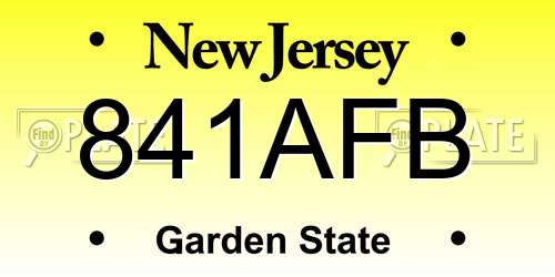 841AFB New Jersey License Plate