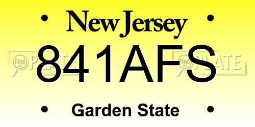 841AFS New Jersey License Plate
