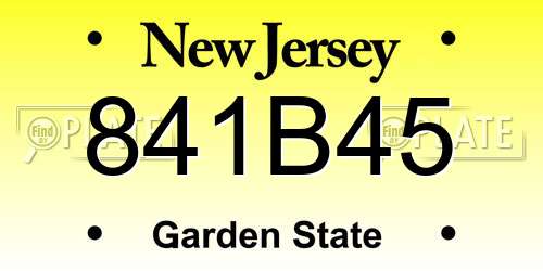 841B45 New Jersey License Plate