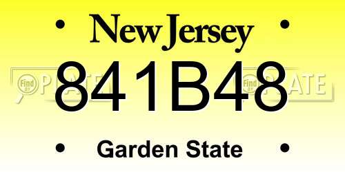 841B48 New Jersey License Plate