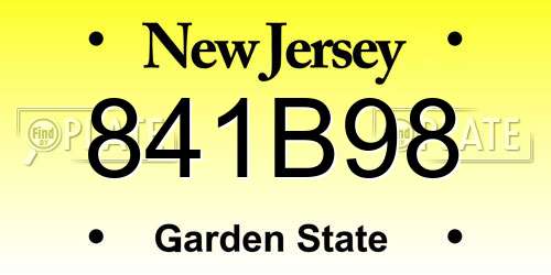 841B98 New Jersey License Plate