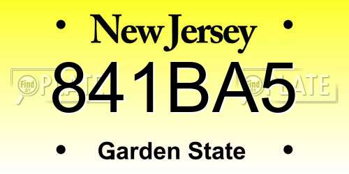 841BA5 New Jersey License Plate