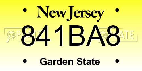 841BA8 New Jersey License Plate