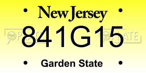 841G15 New Jersey License Plate