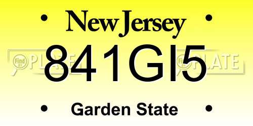 841GI5 New Jersey License Plate