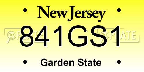 841GS1 New Jersey License Plate