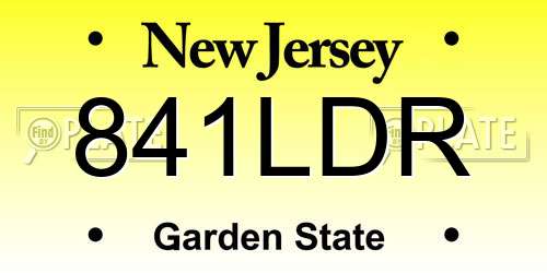 841LDR New Jersey License Plate
