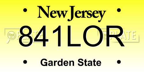 841LOR New Jersey License Plate